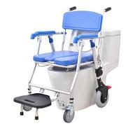 3 En 1 Silla para WC Y Ducha, Azul Silla De Ruedas para Ducha Asiento Blando para Personas Mayores Y Discapacitadas,Carga Máxima 150 Kg,Silla Ducha WC con Ruedas Plegable