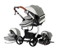 3 en 1 Sistema de Viaje Para Bebé 3 en 1 Silla de Paseo Carrito con Capazo Cochecito de Bebé Cochecito de Paisaje Alto Reclinable Cochecito Estándar Plegable de Recién Nacido (518 Grey)