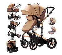 3 en 1 Sistema de Viaje Para Bebé Cochecito de Bebé 3 en 1 Silla de Paseo Carrito con Capazo Cochecito de Paisaje Alto Reclinable Cochecito Estándar Plegable de Recién Nacido (588 Khaki New)