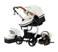 3 en 1 Sistema de Viaje Para Bebé Cochecito de Bebé 3 en 1 Silla de Paseo Carrito con Capazo Cochecito de Paisaje Alto Reclinable Cochecito Estándar Plegable de Recién Nacido (518 White)