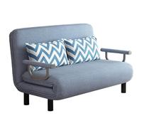 3 en 1 Sofa Cama 1 Plaza Plegable Ergonomía Algodón y Lino Sofás de Salón Convertible Ajuste del Respaldo en 6 Niveles Cama de Invitados Capacidad de Carga 300 Kg(Blue,190 * 120 * 26cm)
