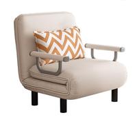 3 en 1 Sofa Cama 1 Plaza Plegable Ergonomía Algodón y Lino Sofás de Salón Convertible Ajuste del Respaldo en 6 Niveles Cama de Invitados Capacidad de Carga 300 Kg(Khaki,190 * 68 * 26cm)