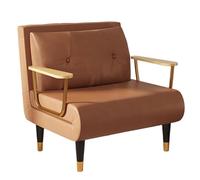 3 en 1 Sofá Cama Convertible Nórdico Tejido Técnico Sofás de Salón Respaldo Ajustable en 6 PosicionesCama de Invitados con Patas de Metal Dorado para Oficina Dormitorio Salón(Brown,190 * 100 * 30cm)