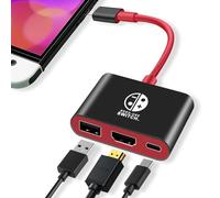 3 en 1 Switch Dock para Nintendo, puerto USB 3.0, estación de acoplamiento portátil con HDMI 4K (negro y rojo)