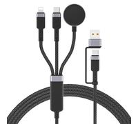 3 en 2 Multicargador para Cable Cargador Apple Watch Carga iPhone,2M Estacion De Carga Apple con Cable Lighting/Cable USB C/Cargador iWatch para iWatch Ultra/Se/10/9/8/1,iPhone 16/15/13/12/X