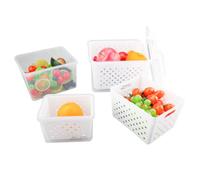 3 Envases para Alimentos Fridge Organizer Nevera Doble Porta Alimentos Fiambre Tuppers de Plástico con Tapas Herméticas Cestas Escurridoras Almacenamiento para Ensalada Verduras Frutas (4.4L+2,4L+1L)