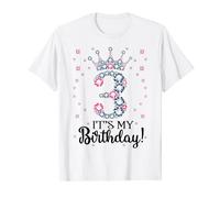 3 Es mi cumpleaños, Pink Crown, feliz niña de tercer cumpleaños Camiseta