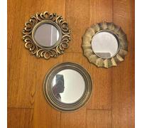 3 espejos redondos de pared de plástico - Espejos decorativos de pared estilo vintage para , dormitorio, comedor o regalo de Navidad, 3 diseños con de ornamentado