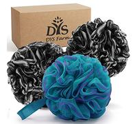 3 esponjas de baño de 75 g, tamaño XL, esponja de baño, accesorios de baño, bolas de masaje, esponja de masaje ligera, espuma suave, exfoliante, limpieza de la piel, extra grande, color negro