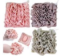 3 esponjas de esponja de jabón 2 en 1 que pueden contener jabón exfoliante eficaz para el baño (caqui + café + rosa)