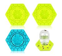 3 estaciones de riego de abejas, bebedero de abejas, dos ranuras para tarjetas, se adapta tanto a tarros Mason de boca regular como ancha, fácil de limpiar para jardines al aire libre (azul + verde)