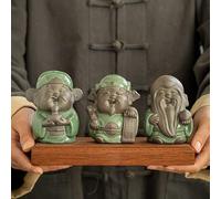 3 estatuas artísticas - Escultura Decorativa - Figura de Escritorio Mini de cerámica Fu Lu Shou, Estatua de los Tres Dioses, Escultura Feng Shui Fuk Hecha a Mano, para decoración de Altar del hogar
