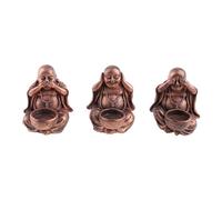 3 estatuas con soporte para velas de té para quemador No Hear See Speak Sitting Meditating Figurines Decor Tea Light Burner Figurines