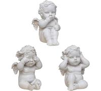 3 estatuas de ángel sabio de resina, no ver el mal, escuchar, no hablar malvado, no hay ángeles malvados, figura de ángeles, escultura de escritorio, adorno para decoración del hogar y la oficina