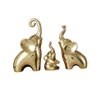 3 estatuas de Elefante para decoración de Escritorio, Figuras de Familia de Elefantes, Animales para estantería, Escritorio de Oficina, Dorado
