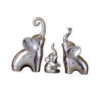 3 estatuas de Elefante para decoración de Escritorio, Figuras de Familia de Elefantes, Animales para estantería, Escritorio de Oficina, Dorado