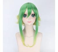 3 Estilos Pelucas Vocaloid Gumi Peluca Cosplay Disfraz Mujeres Amarillo-Verde Degradado Longitud Media Pelo Sintético Vocaloid Gumi Perucas Dm274