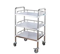 3 étages en acier inoxydable avec roues silencieuses verrouillables - Chariot de laboratoire pour un transport facile et nizat