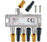 3-Fach Satélite Divisor Distribuidor de Antena TV F Adaptador Intemperie 4K HD