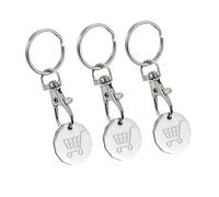 3 fichas para carrito de la compra, moneda con llaveros, metal duradero