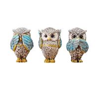3 Figuras de búho para decoración del hogar. Estatuas de Animales de Resina con el Lema No oigo, no Veo, no Hablo, Adornos para la Sala de Estar.