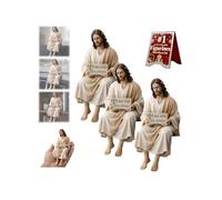 3 figuras de resina de Jesús para escritorio, diseño hecho a mano, estatua de Jesucristo con texto en inglés "I Am with You Always Sign Jesus", regalo religioso espiritual único para tablero de coche