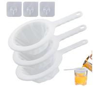 3 Filtros de Nailon con Malla 400/200/100, Colador de Cocina Fino con Mango de Plástico para Filtrar Zumo, Leche de Soja, Vino y Café
