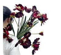 3 flores artificiales de seda de 36 pulgadas, ramo de flores, tallos largos, flores falsas para flores de aspecto real, accesorios para fotos, fiestas en casa y bodas, centros de mesa de comedor (rojo