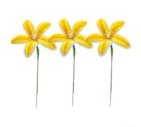 3 flores artificiales hechas a mano de lirio, arreglo floral realista de plástico para decoración de bodas, hogar, oficina, vegetación, color rojo vino, rosa, amarillo, azul, lavanda (amarillo)