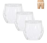 3 Fundas de Pañal Reutilizables para Adultos, Impermeables Pantalones de Incontinencia Cobertor Pañal para Hombre Mujer(Clear,Large)