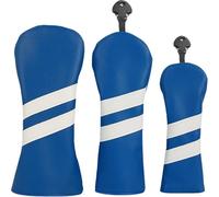 3 fundas para cabeza de madera con patrón de rayas, piel sintética, para golf, club, conductor, híbrido, Fairway, híbridos, cubierta para cabeza