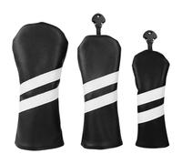 3 fundas para cabeza de madera con patrón de rayas, piel sintética, para golf, club, conductor, híbrido, Fairway, híbridos, cubierta para cabeza