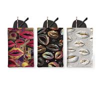 3 fundas para gafas con estampado de labios, glamurosa y elegante funda suave para gafas de lectura, elegante y portátil, multicolor/fantasía (Glamorous), 7x4.7 Inch