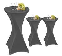 3 fundas para mesa de pie, mesas de pie, 60 x 110 cm, elastano, elástico, reinforcement in the Foot Area, para mesa redonda, boda, fiesta de cumpleaños, banquete, decoración de mesa (60 cm, gris