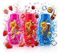 3 Geles de Baño y Ducha Chupa 300 ml - Strawberry Swirl + + - Dulces Inspiradas en Chupa - Espuma , Limpieza e Hidratación para Uso Diario - 900 ml Total