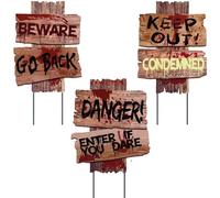 3 Grandes Letreros Terroríficos de Halloween | Letreros para Exterior o Interior | Accesorios Decorativos de Terror | Impermeables y Resistentes | 100% Divertidos | OriginalCup®.