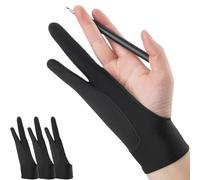 3 guantes de dibujo de artista para tableta de dibujo, guante de arte de dos dedos, 90% material reciclado, ecológico, guante de artista negro adecuado para mano derecha e izquierda para lápiz