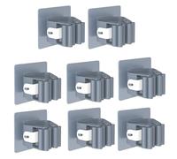 3-H 8 Piezas Colgador Escobas Adhesivo Fuerte, Soporte Escobas Pared Impermeable Colgador Escobas y Fregonas sin Taladro, 5KG Antideslizante Rodillo Estable para Baño, Garaje, Jardín, Cocina(Gris)