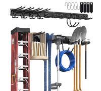 3-H Almacenamiento de garaje, 160 cm, ajustable, 11 ganchos de pared, garaje y 4 ganchos en S para herramientas de jardín, soporte de herramientas de pared para sótano, equipo de esquí, escoba, silla