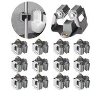 3-H Cuelga Escobas Pared 12 Piezas, Soporte Escobas Pared Acero Inoxidable Colgador Escobas y Fregonas 0,7MM Espesor Antideslizante, 5KG Soporte, Tornillos Incluidos para Cocina,Baño,Garaje,Jardín
