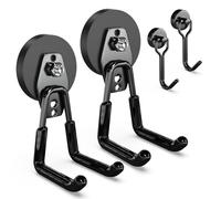 3-H Ganchos Magnéticos Garaje 2PC,Organizador Herramientas Pared Imán Potente 20KG Carga,Ganchos para Colgar con Revestimiento Antideslizante,con 2 Mini Gancho Magnético Giratorio para Cocina,Nevera