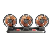 3 Head Car Fan Portable Vehicle Cooling Fan 2 Speeds 360° Rotación de bajo ruido con caja oculta de aparcamiento número de placa para vehículos, RV, 24 V Powered on