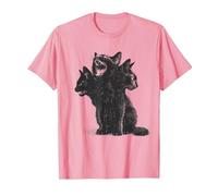 3 Headed Cat Vintage Grunge Alt 90s Halloween Goth Horror Camiseta, Hombre, Rosado, 3XL