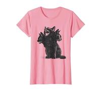 3 Headed Cat Vintage Grunge Alt 90s Halloween Goth Horror Camiseta, Mujer, Rosado, XL