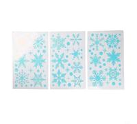 3 hojas de calcomanías de copo de nieve para ventana con brillo luminoso único, hechas de PVC impermeable, extraíbles y reutilizables para decoración de temporada