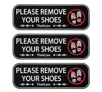 3 hojas de letrero con texto en inglés "Please Remove Your Shoes", letreros para puerta delantera, letrero de no zapatos para casa, hogar, oficina (9 x 2.95 pulgadas)