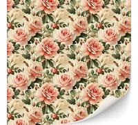 3 hojas de papel pintado autoadhesivo para casas de muñecas a escala 1:12, papel pintado moderno Art Deco, papel pintado Artdeco (pared de rosas)