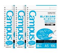 3 hojas sueltas de relleno Kokuyo Campus, papel liso prepunteado, A5, 20 agujeros, 100 hojas (200 p ginas), paquete de 3, A5, 6 mm
