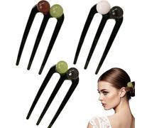 3 horquillas chinas elegantes en forma de U para recogidos y moños de pelo, accesorio vintage elegante para mujer