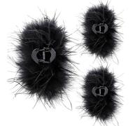 3 horquillas de plumas negras, pinzas de plumas de avestruz de alta calidad para un peinado elegante